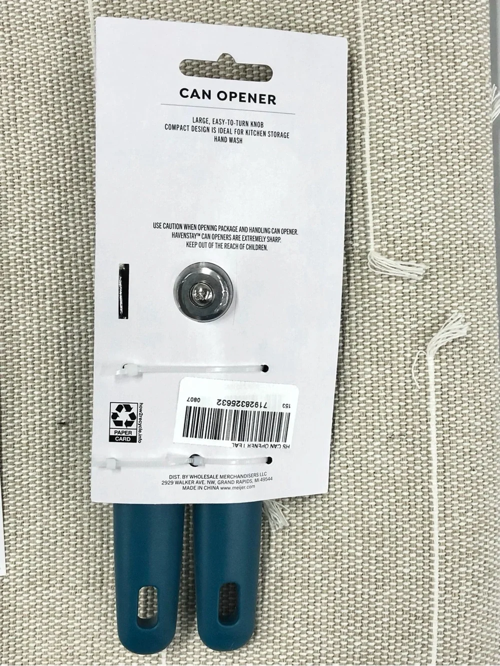 🥑$7🥑 NEW HAVENSTAY Can Opener Big Knob Stainless Steel Blade Teal